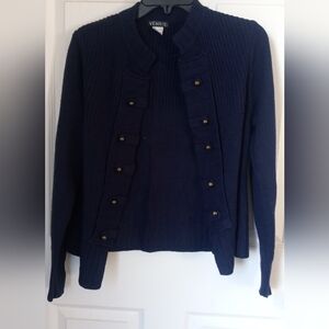 VENUS Women's Dark Blue Cardigan with Button Details